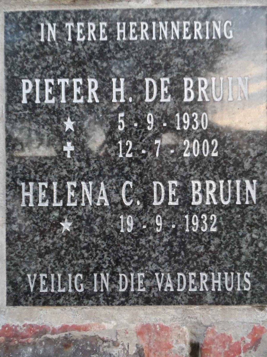 BRUIN Pieter H., de 1930-2002 &amp; Helena C. 1932-