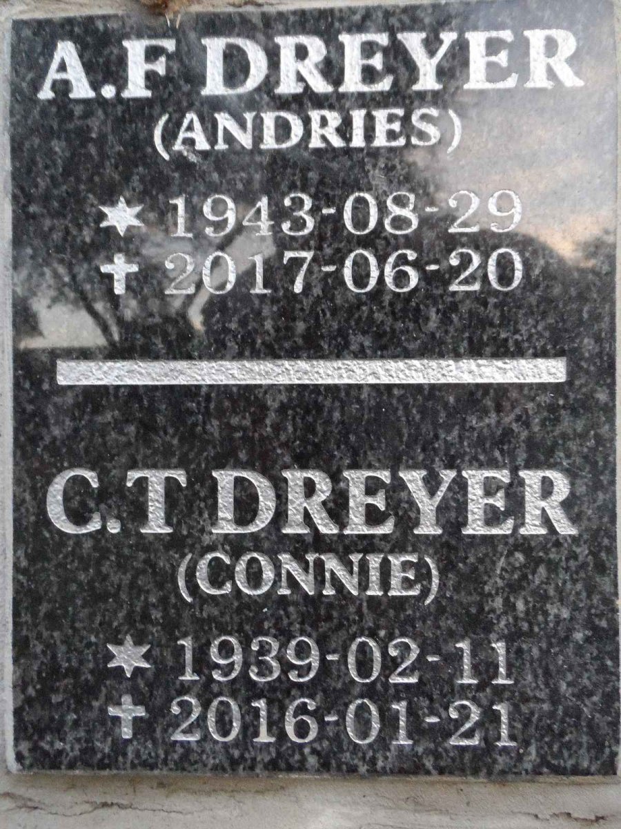 DREYER A.F. 1943-2017 &amp; C.T. 1939-2016