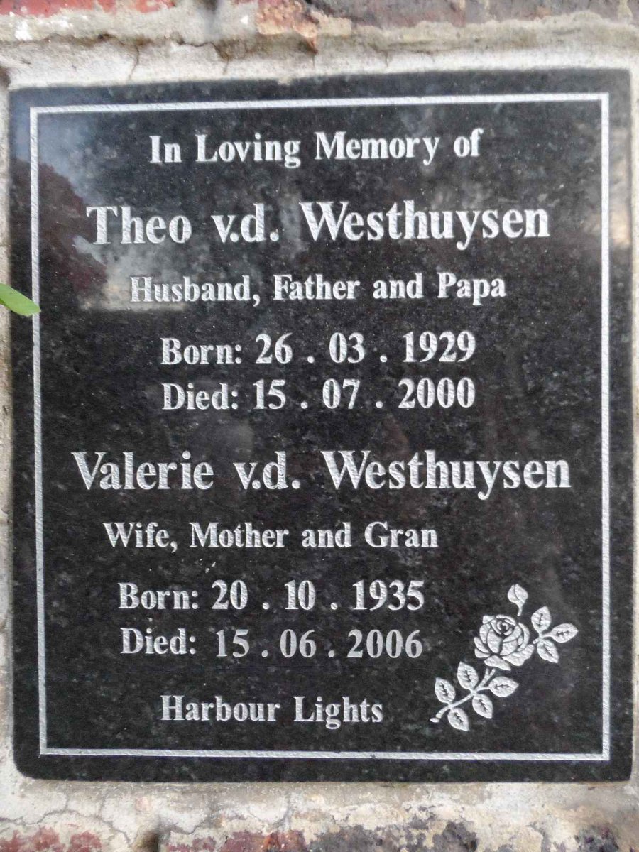 WESTHUYSEN Theo, v.d. 1929-2000 &amp; Valerie 1935-2006