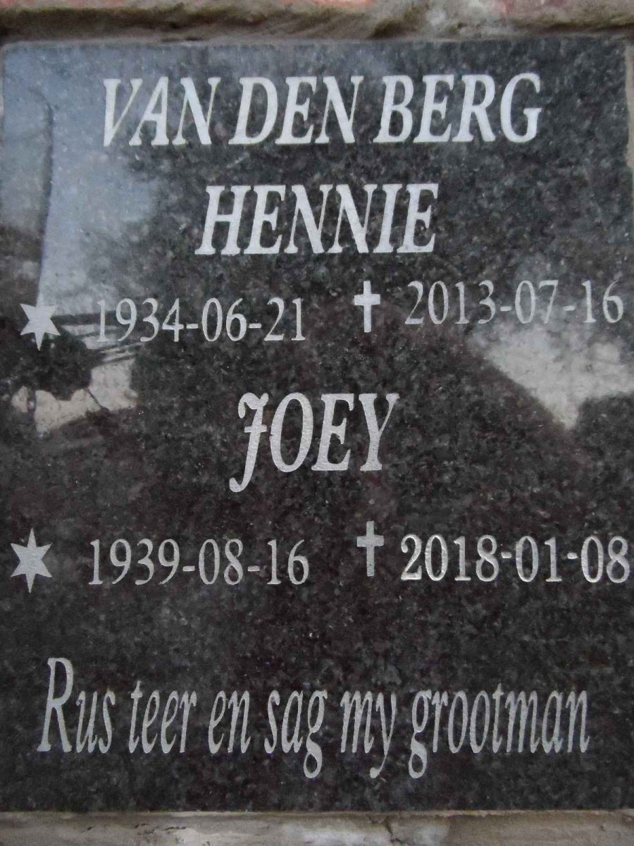 BERG Hennie, van den 1934-2013 &amp; Joey 1939-2018