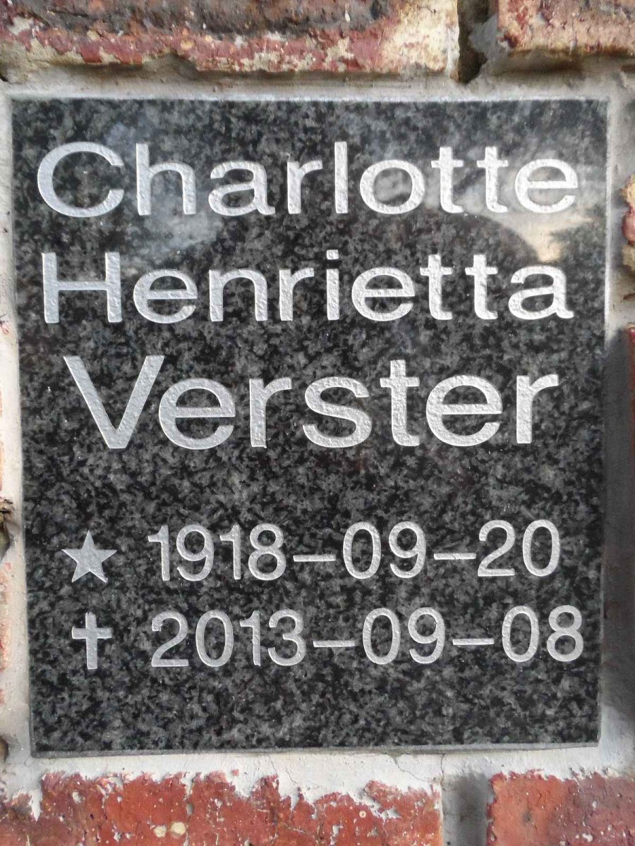 VERSTER Charlotte Henrietta 1918-2013