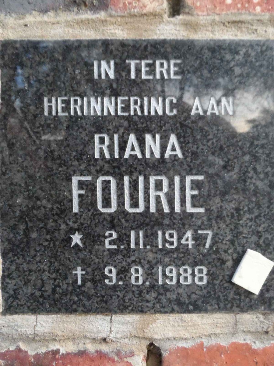 FOURIE Riana 1947-1988
