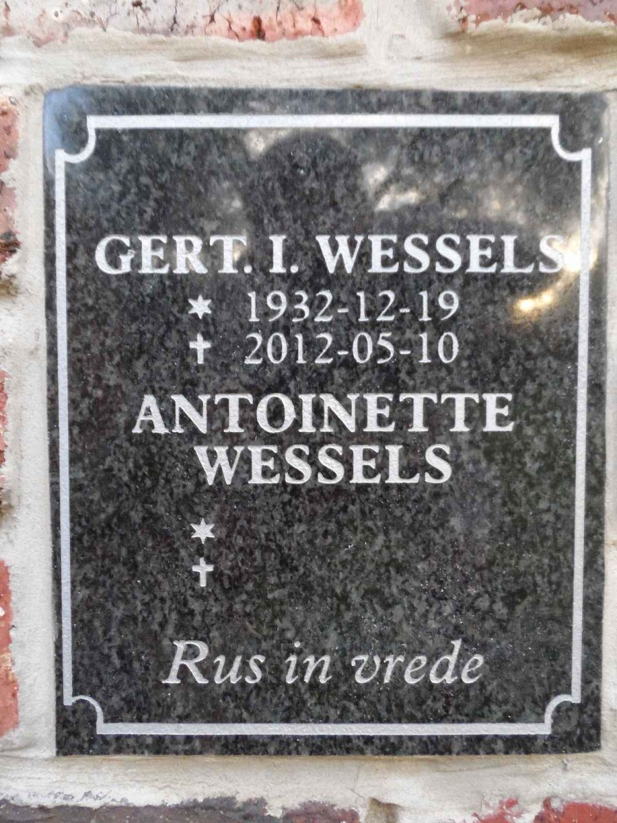 WESSELS Gert I. 1932-2012 &amp; Antoinette