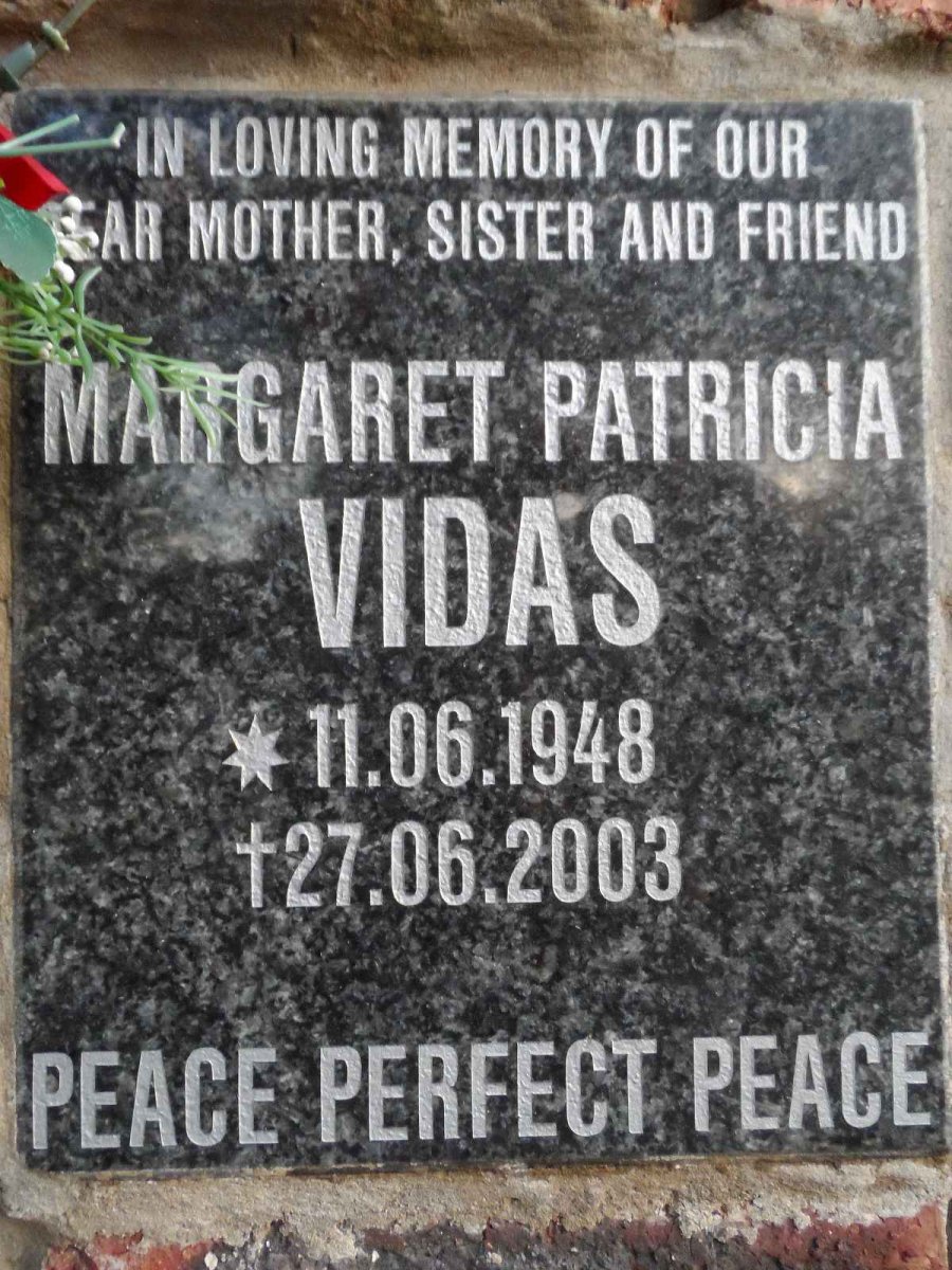 VIDAS Margaret Patricia 1948-2003
