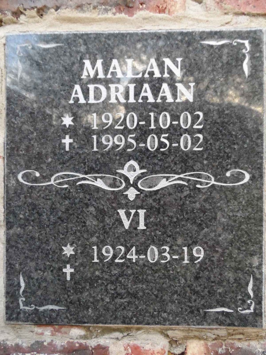 MALAN Adriaan 1920-1995 &amp; Vi 1924-