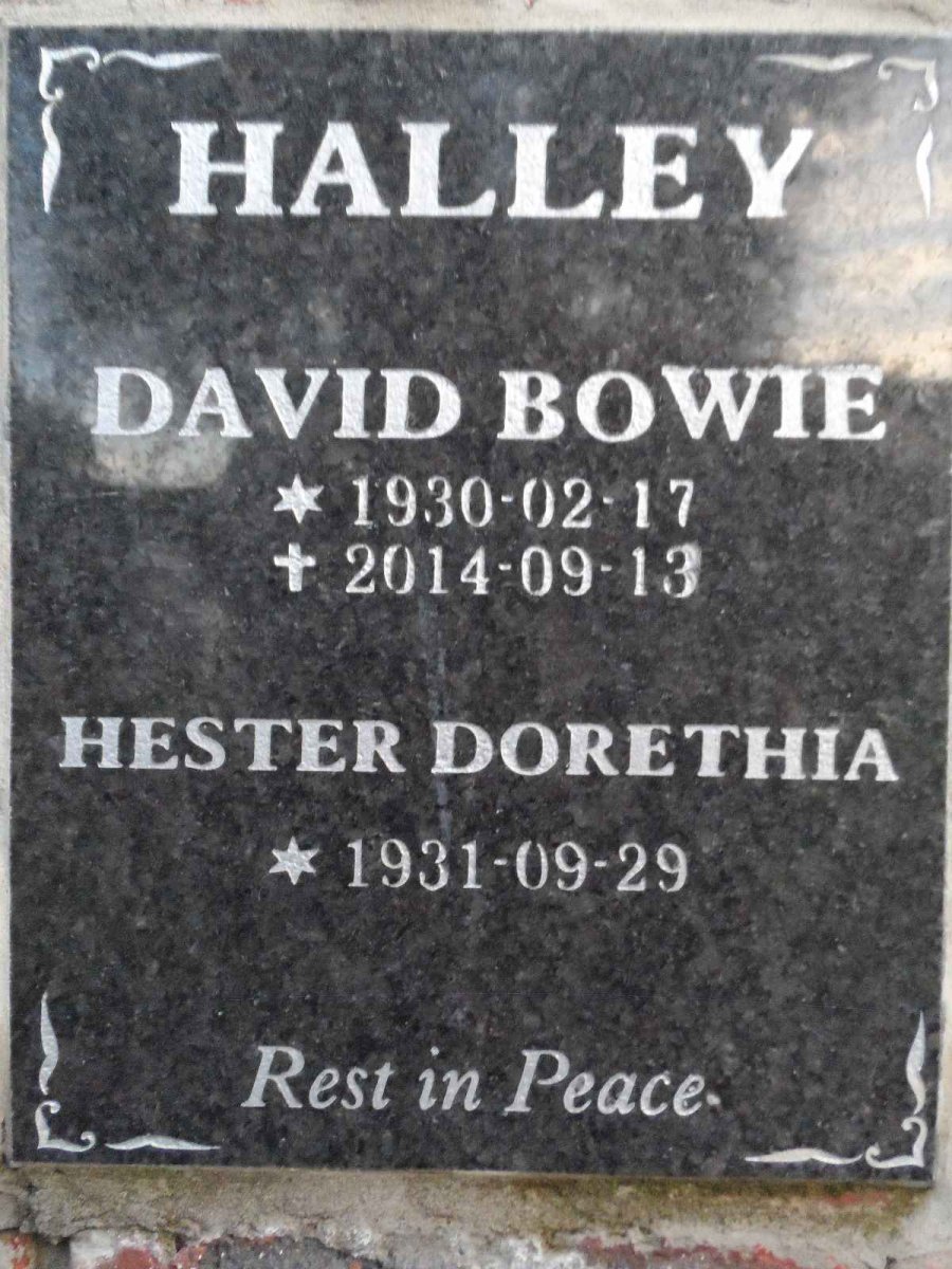 HALLEY David Bowie 1930-2014 &amp; Hester Dorethia 1931-
