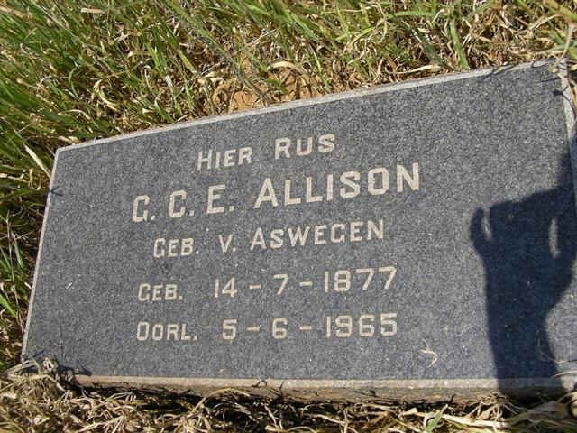 ALLISON G.C.E. nee V. ASWEGEN 1877-1965
