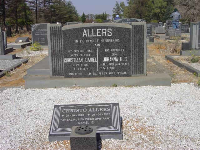 ALLERS Christiaan Daniel 1911-1977 &amp; Johanna H.C. KEULDER 1923-1996 :: ALLERS Christo 19?3-2007