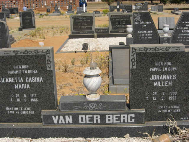 BERG Johannes Willem, van der 1909-1992 &amp; Jeanetta Gasina Maria 1913-1985