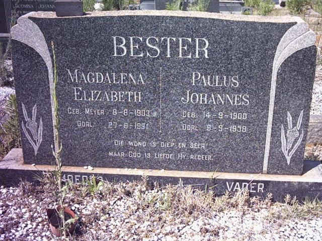 BESTER Paulus Johannes 1900-1958 &amp; Magdalena Elizabeth MEYER 1903-1991