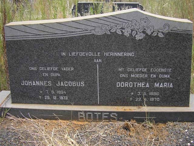 BOTES Johannes Jacobus 1884-1973 &amp; Dorothea Maria 1896-1970