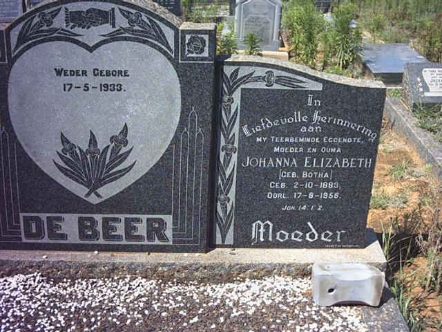 BEER Johanna Elizabeth, de nee BOTHA 1893-1958