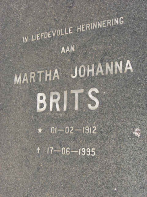 BRITS Martha Johanna 1912-1995