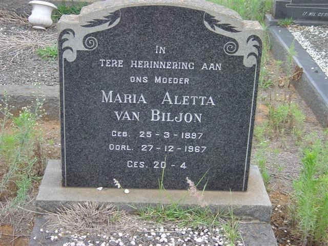 BILJON Maria Aletta, van 1897-1967