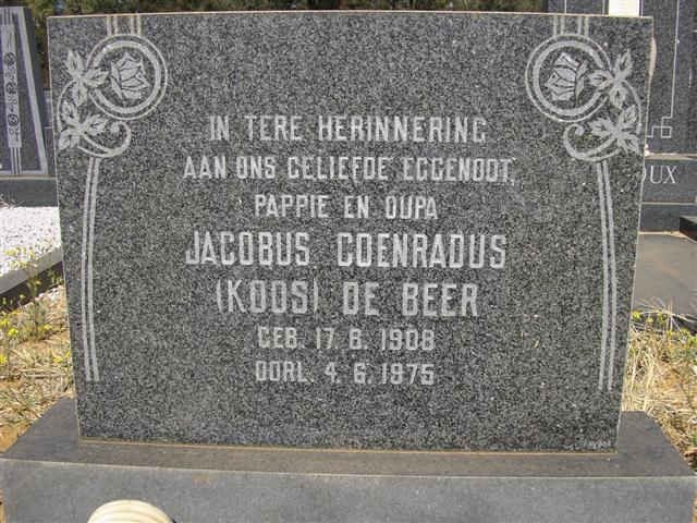 BEER Jacobus Coenradus, de 1908-1975