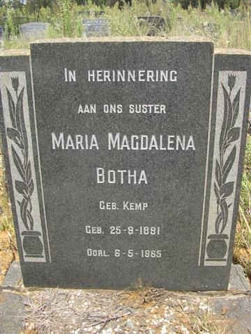 BOTHA Maria Magdalena nee KEMP 1891-1965