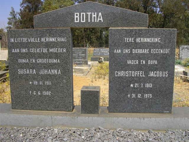 BOTHA Christoffel Jacobus 1919-1975 &amp; Susara Johanna 1911-1982