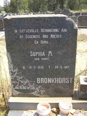 BRONKHORST Sophia M. nee VAN RONGE 1925-1971