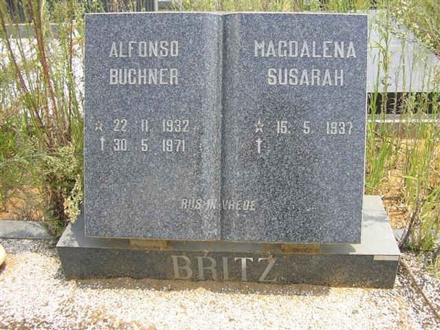 BRITZ Alfonso Buchner 1932-1971 &amp; Magdalena Susarah 1937-