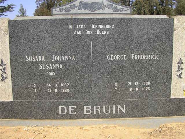 BRUIN George Frederick, de 1888-1976 &amp; Susara Johanna Susanna ROUX 1892-1980