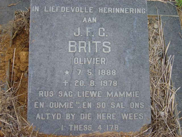 BRITS J.F.G. nee OLIVIER 1883-1978