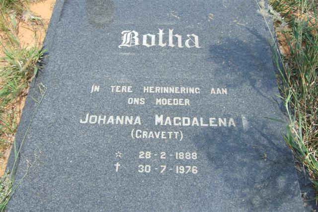 BOTHA Johanna Magdalena nee GRAVETT 1888-1976