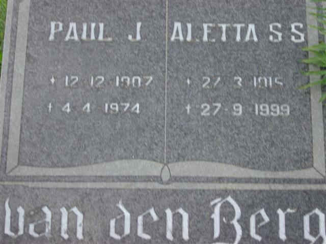 BERG Paul J., van den 1907-1974 &amp; Aletta S.S. 1915-1999