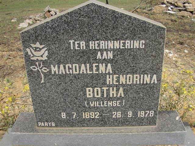 BOTHA Magdalena Hendrina nee WILLEMSE 1892-1978