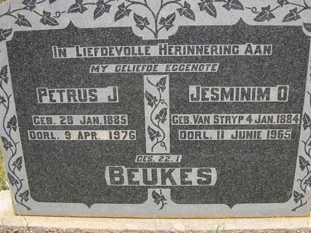 BEUKES Petrus J. 1885-1976 &amp; Jesminim O. VAN STRYP 1884-1965