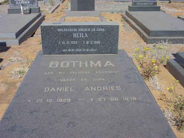 BOTHMA Daniël Andries 1929-1978 &amp; Heila 1933-1985