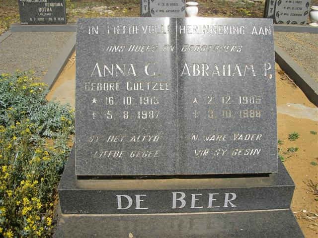 BEER Abraham P., de 1905-1988 &amp; Anna C. COETZEE 1913-1987