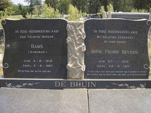 BRUIN Jopie Fourie Beyers, du 1915-1971 &amp; Babs MYBURGH 1918-1987