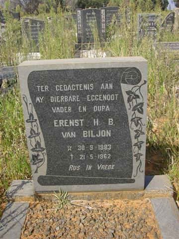 BILJON Erenst H.B., van 1883-1962