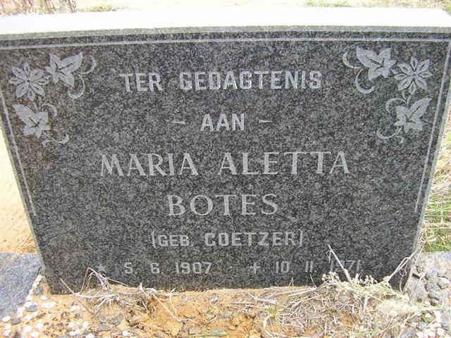BOTES Maria Aletta nee COETZER 1907-1971