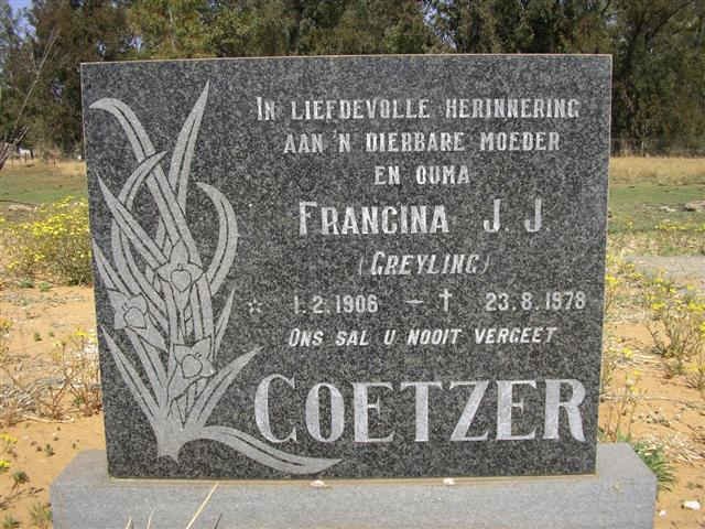 COETZER Francina J.J. nee GREYLING 1906-1978