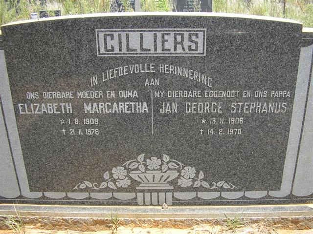 CILLIERS Jan George Stephanus 1906-1970 &amp; Elizabeth Margaretha 1909-1978