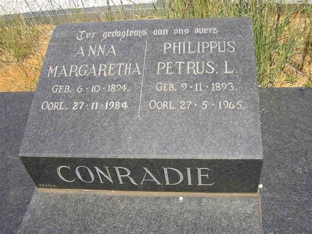 CONRADIE Philippus Petrus L. 1893-1965 &amp; Anna Margaretha 1894-1984
