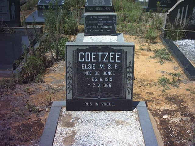 COETZEE Elsie M.S.P. nee DE JANGE 1919-1966
