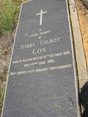 COX Harry Talbot 1880-1965
