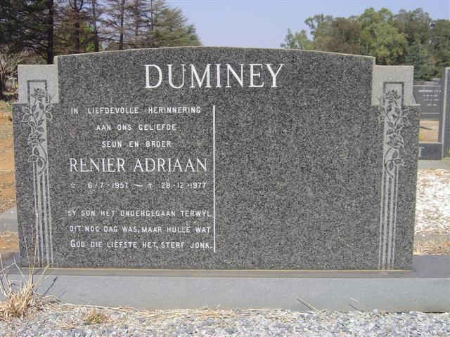 DUMINEY Renier Adriaan 1957-1977