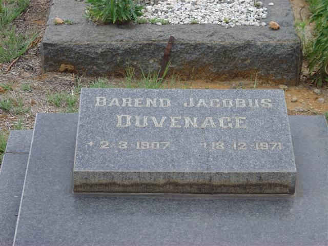 DUVENHAGE Barend Jacobus 1907-1971