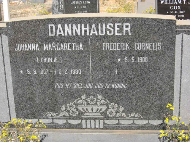 DANNHAUSER Frederik Cornelis 1900- &amp; Johanna Margaretha CRONJE 1907-1980