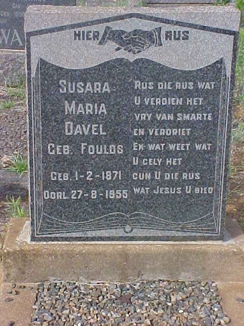 DAVEL Susara Maria nee FOULDS 1871-1955