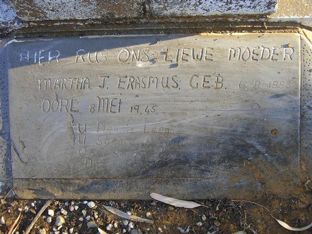 ERASMUS Martha J. 1883-1945