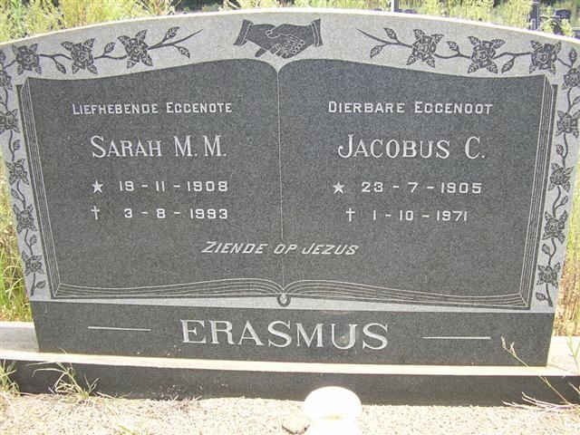 ERASMUS Jacobus C. 1905-1971 &amp; Sarah M.M. 1908-1993