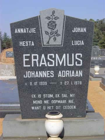 ERASMUS Johannes Adriaan 1939-1978