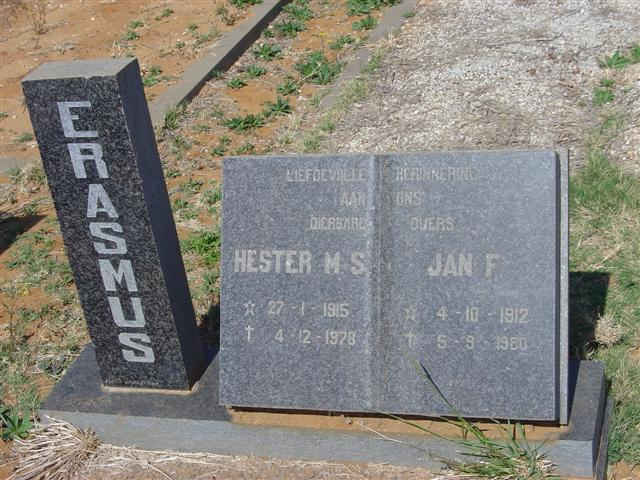 ERASMUS Jan F. 1912-1980 &amp; Hester M.S. 1915-1978