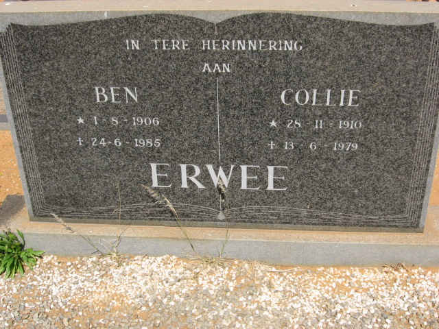 ERWEE Ben 1906-1985 &amp; Collie 1910-1979