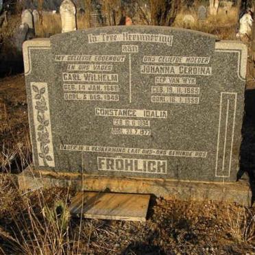 FRÖLICH Carl Wilhelm 1868-1949 &amp; Johanna Gerdina VAN WYK 1869-1959 :: FRÖLICH Constance Iqalia 1894-1977
