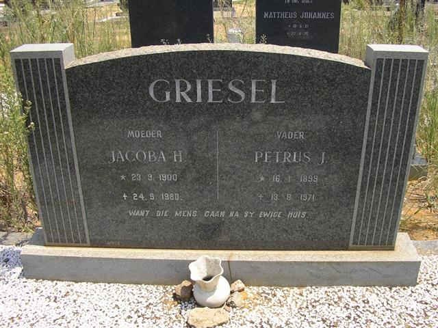 GRIESEL Petrus J. 1899-1971 &amp; Jacoba H. 1900-19?0